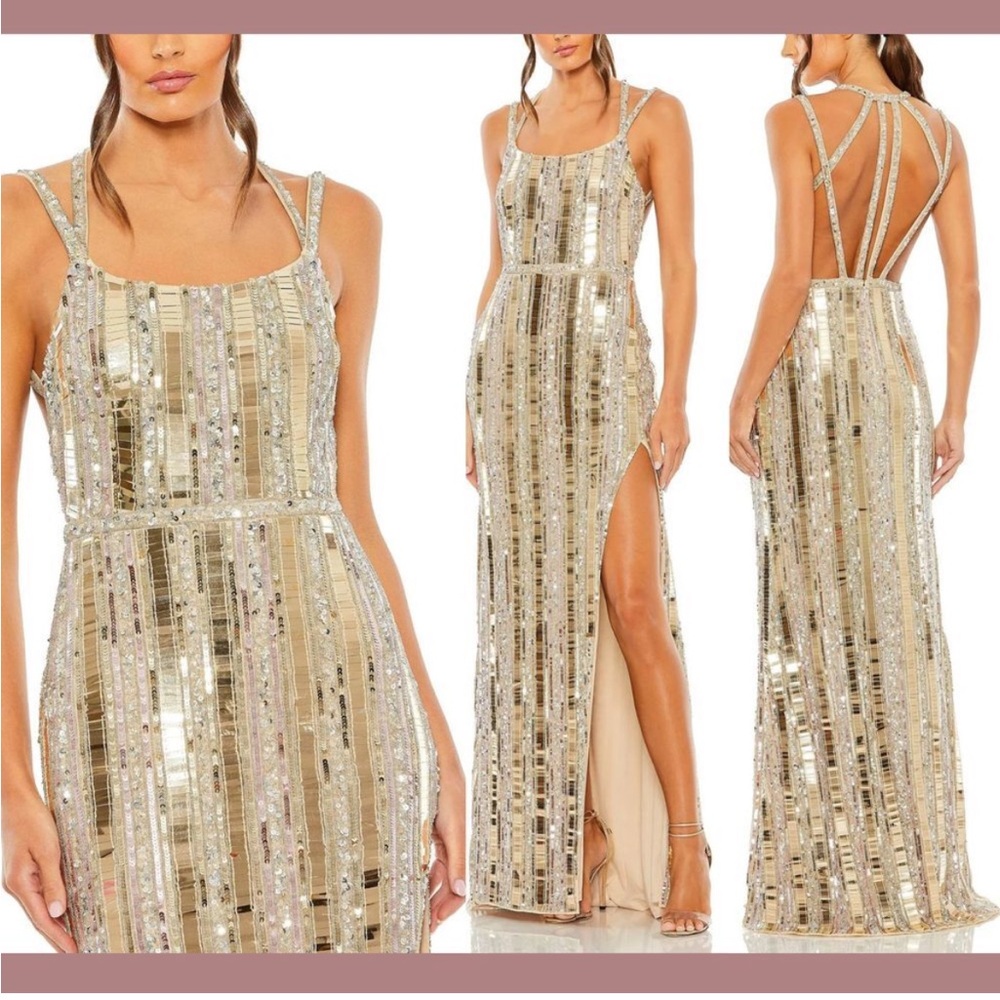 ✨ Mac Duggal Halter Neck Embellished Detailed
Back Gown 93981